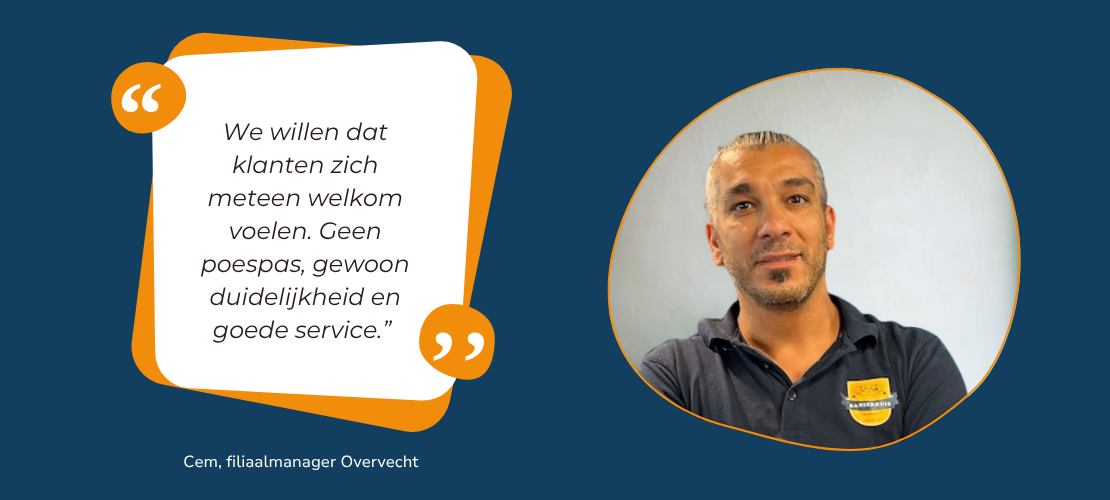 Quote en foto van filiaalmanager Overvecht Cem